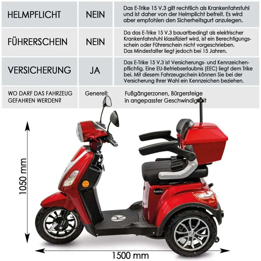 E-Trike 15 V.3, 1.000 Watt + Straßenverkehrszulassung