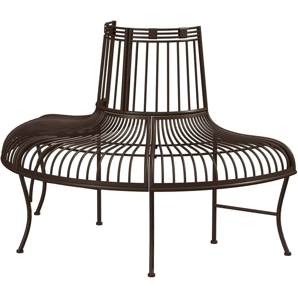 Metall-Baumbank halbrunde Gartenbank Parksitz für Ø37cm Baumstämme 135 x 70 x 85 cm