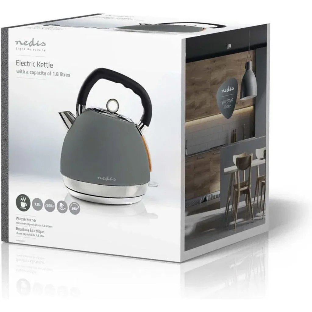 Nedis Elektrischer Wasserkocher 1,8 L Soft touch - Grau
