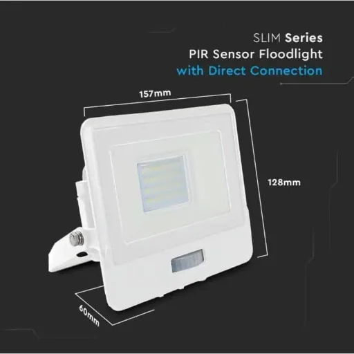 VT-128S LED-Flutlicht mit Sensor - 20 W - 1510 Lm - 3000K - Weiß