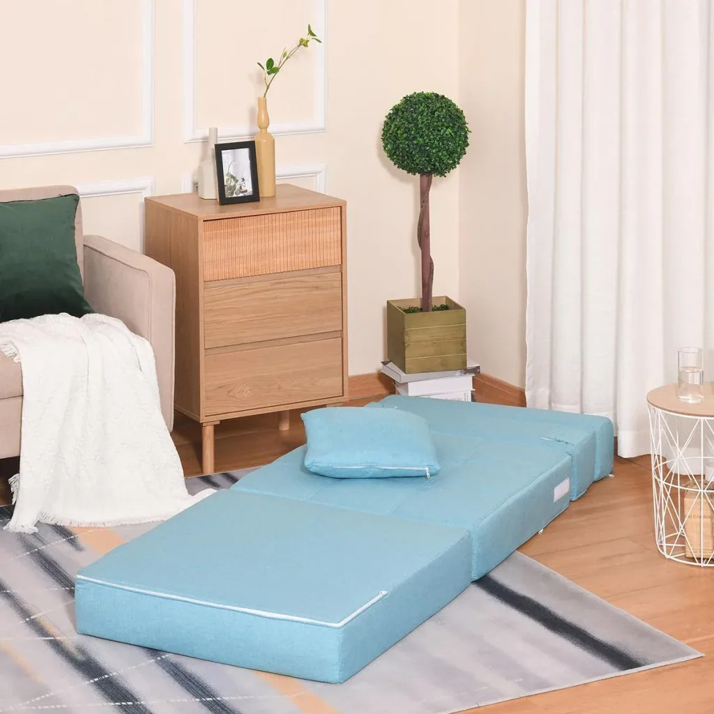 Schlafsessel Schlafsofa Sofabett Einzelsofa mit Waschbarem Kissen Blau 70cm x 70cm x 61cm