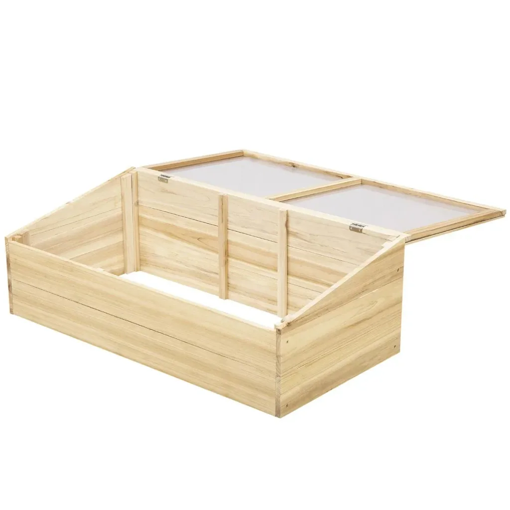 Gewächshaus Holz Frühbeet Frühbeetkasten Treibhaus Garten & Pflanzkasten-System für Garten Balkon, 100 x 50 x 35 cm, Nat