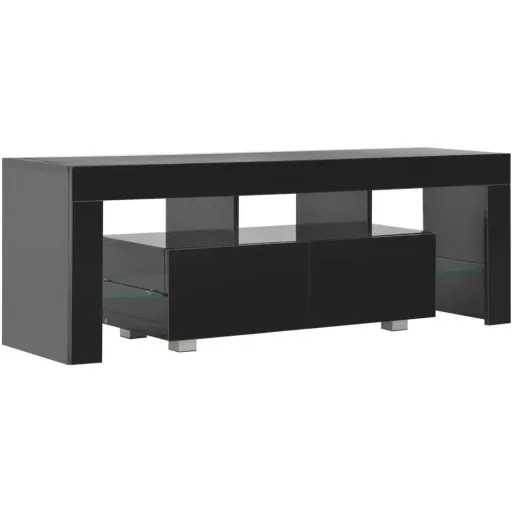 TV-Schrank mit LED-Lampe 130x35x45 cm Hochglanz schwarz