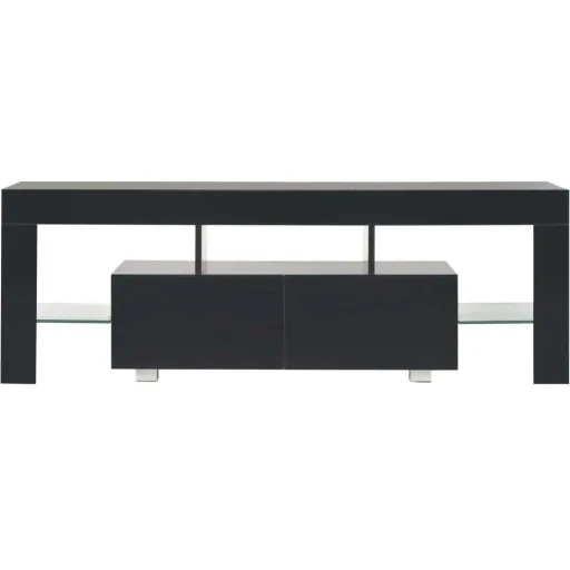 TV-Schrank mit LED-Lampe 130x35x45 cm Hochglanz schwarz
