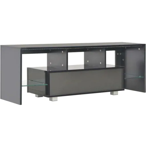 TV-Schrank mit LED-Lampe 130x35x45 cm Hochglanz schwarz