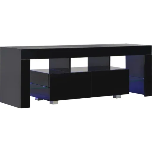 TV-Schrank mit LED-Lampe 130x35x45 cm Hochglanz schwarz