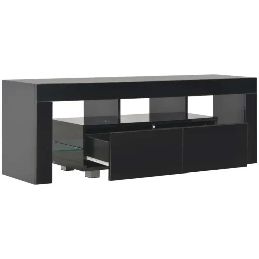 TV-Schrank mit LED-Lampe 130x35x45 cm Hochglanz schwarz