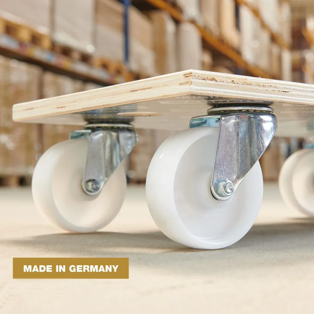 Transporthilfe MM 1111, 57,5 x 30 x 13,5 cm, harte Rollen Ø 100 mm, Rollenlager, Platte Maxigrip FSC®, Tragkraft 400 kg
