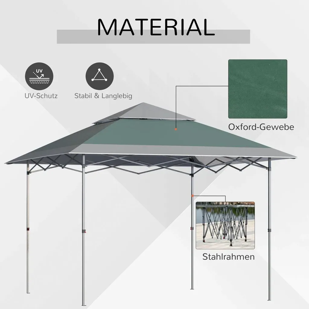 Ersatzdach Pavillondach für Metallpavillon Gartenpavillon Partyzelt Gartenzelt Polyester 3x4m Kohlegrau