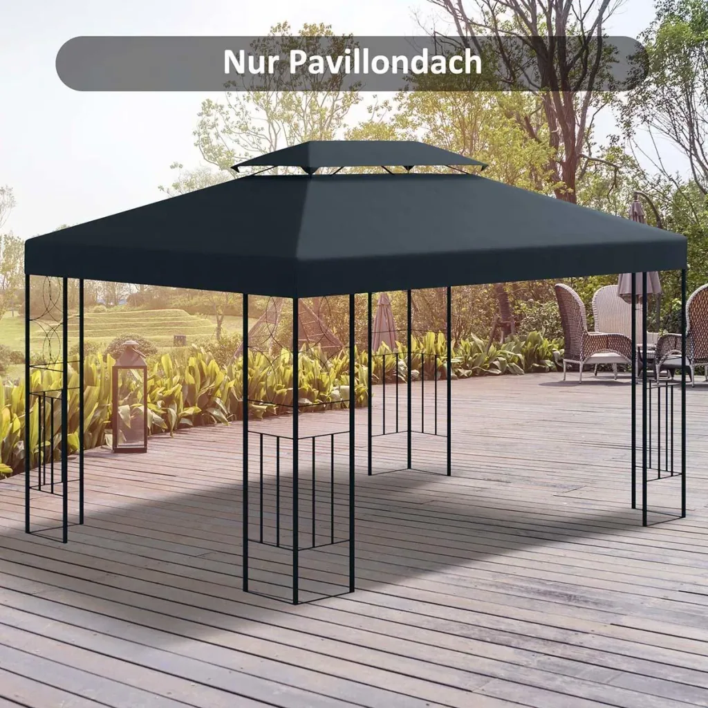 Ersatzdach Pavillondach für Metallpavillon Gartenpavillon Partyzelt Gartenzelt Polyester 3x4m Kohlegrau