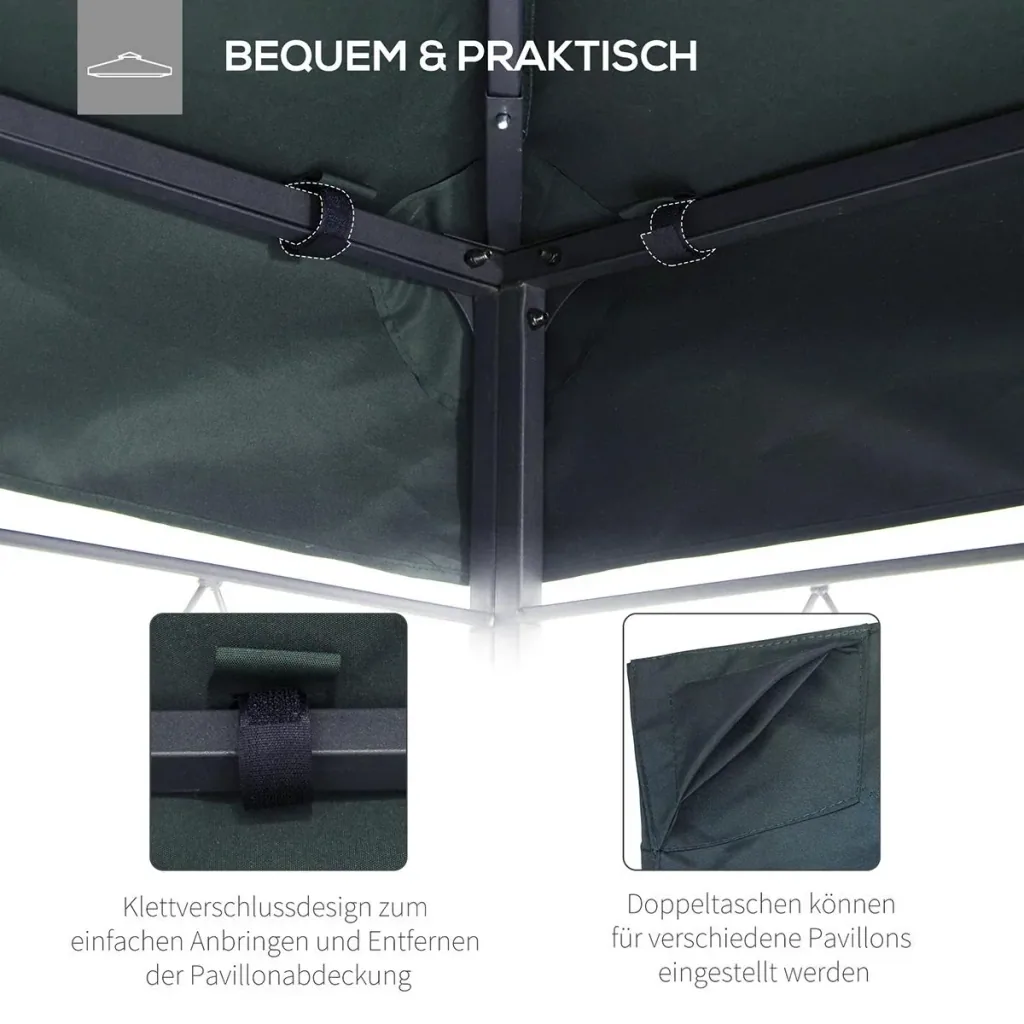 Ersatzdach Pavillondach für Metallpavillon Gartenpavillon Partyzelt Gartenzelt Polyester 3x4m Kohlegrau