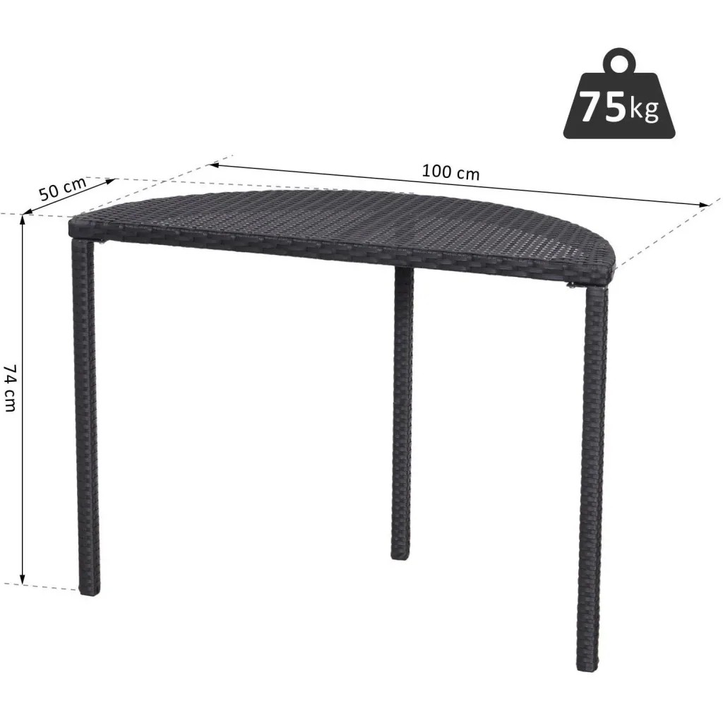 Rattan Balkontisch halbrund