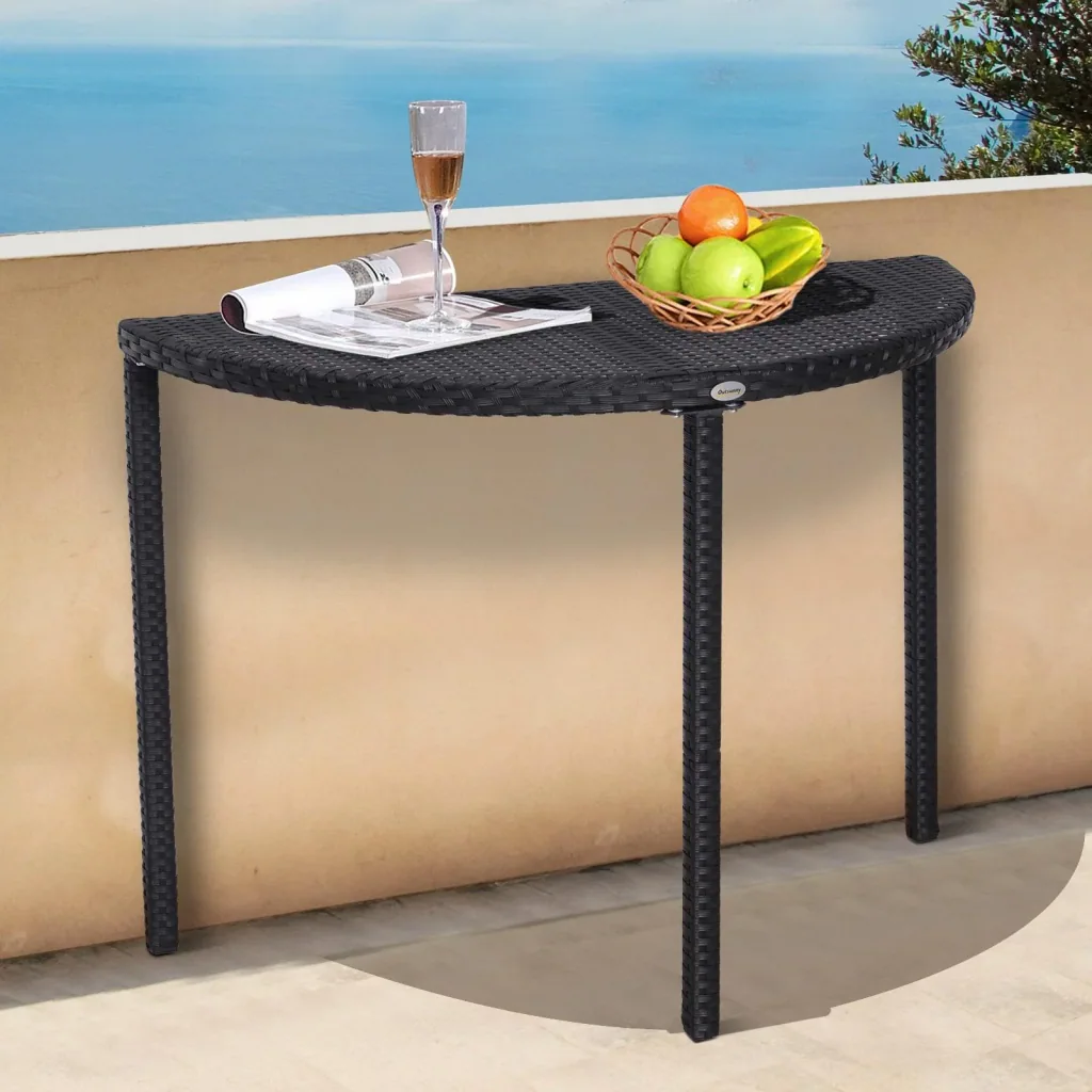 Rattan Balkontisch halbrund