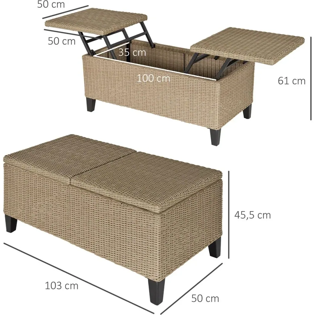 2in1 Gartentisch mit Stauraum khaki