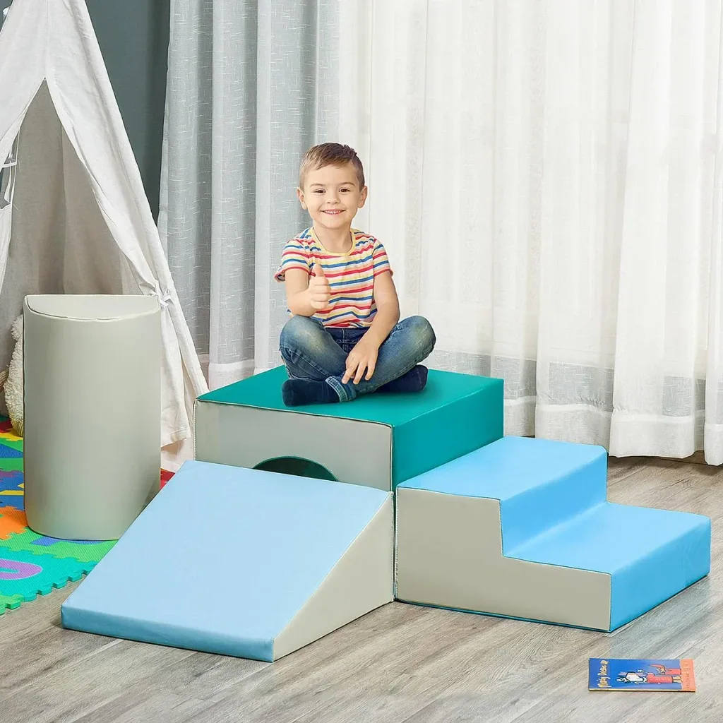 Bausteinset 4er-Set Schaumstoff Bausteine einfache Reinigung weiche Füllung Schaumstoffblöcke für 1-3 Jahre Kinder EPE