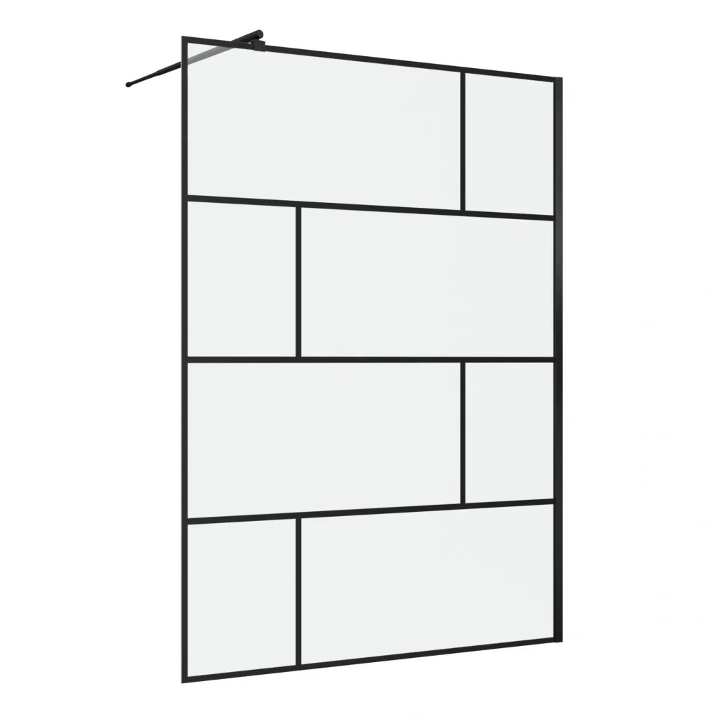 Duschwand in modernem Design 140 x 195 cm - Glasdusche mit matt schwarzen Wandprofil - inklusive Wandhalterung