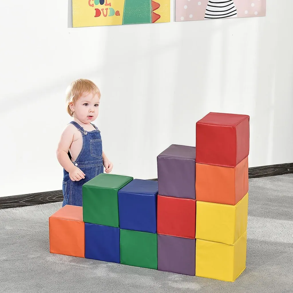 Bausteinset 12er-Set Schaumstoff Bausteine Bauklötze Bauspielzeug für Kinder Schaumstoffblöcke für 1-3 Jahre alt Kinder