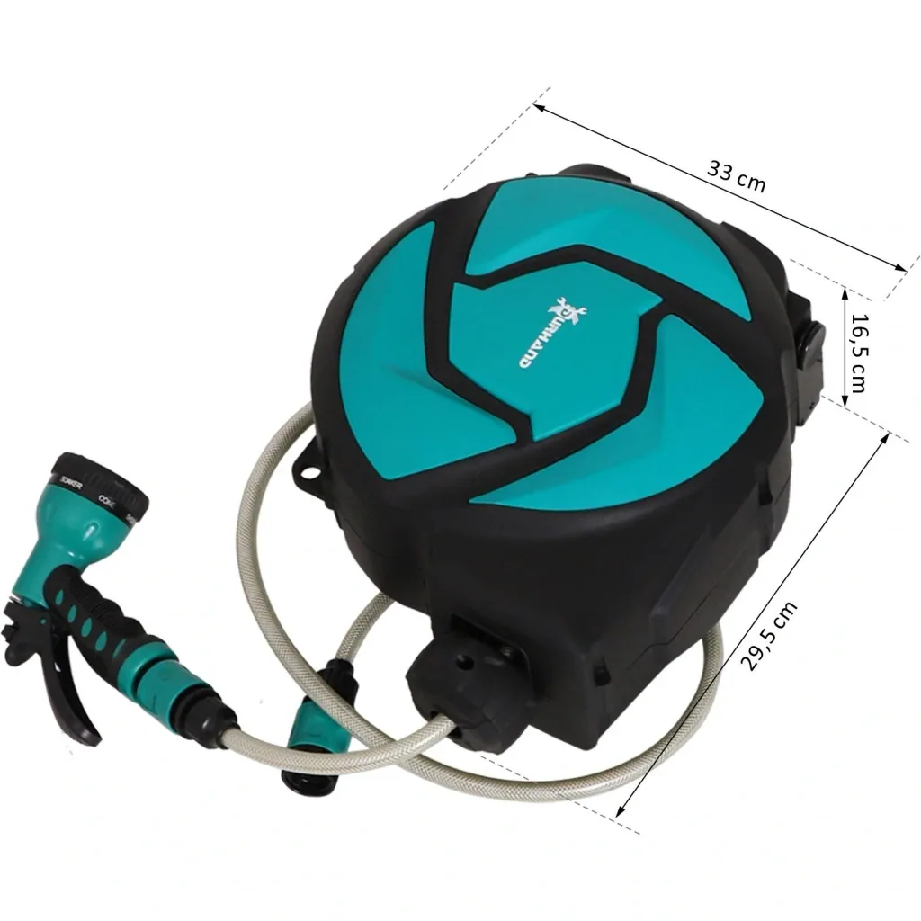 Schlauchtrommel Wandschlauchbox 180° schwenkbar Frostschutz -5 45 °C Kunststoff Grün + Schwarz 10 m