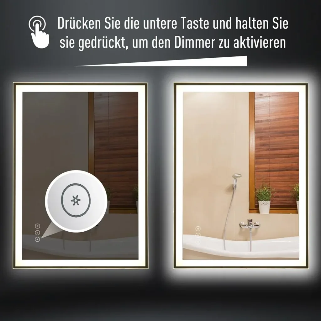 LED-Spiegel mit Touch-Schalter silber