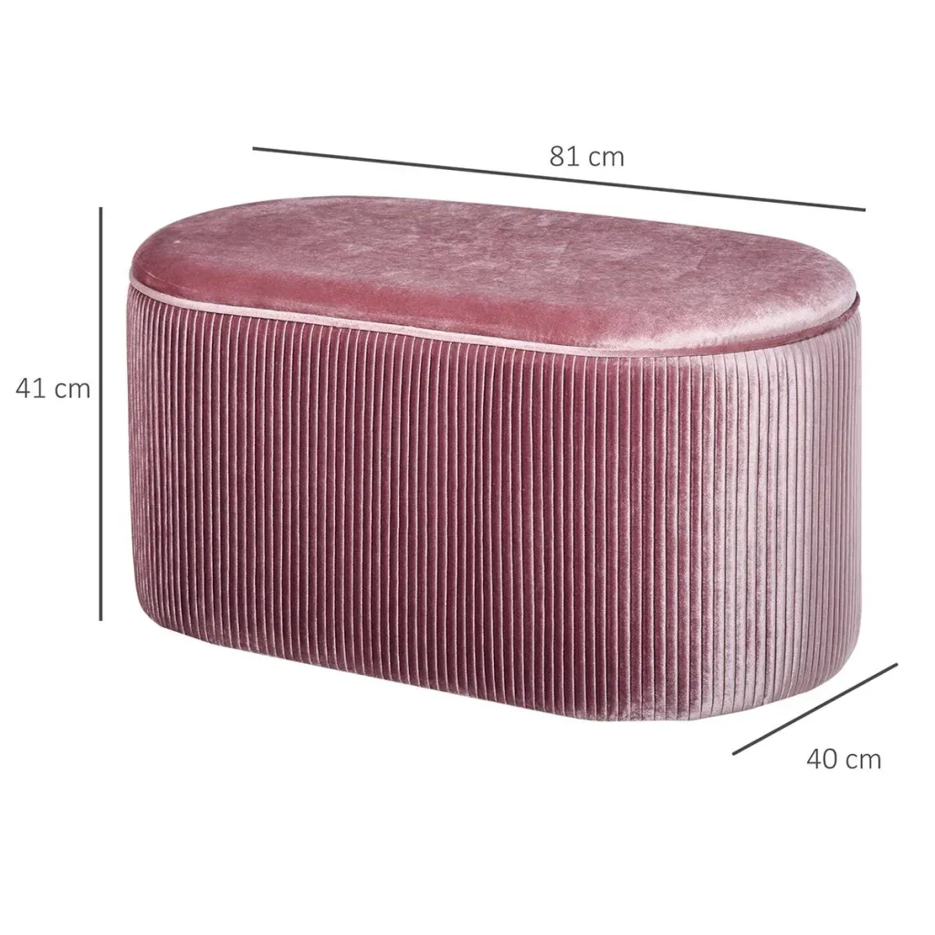 Sitzbank Polsterbank mit Stauraum Truhenbank für Wohnzimmer französische Stil Samt elegant Rosa 81 x 40 x 41 cm