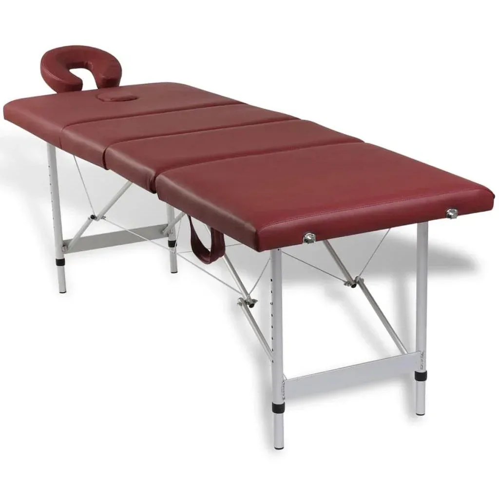 Zusammenklappbare Massageliege mit Aluminiumrahmen (vierteilig / rot)