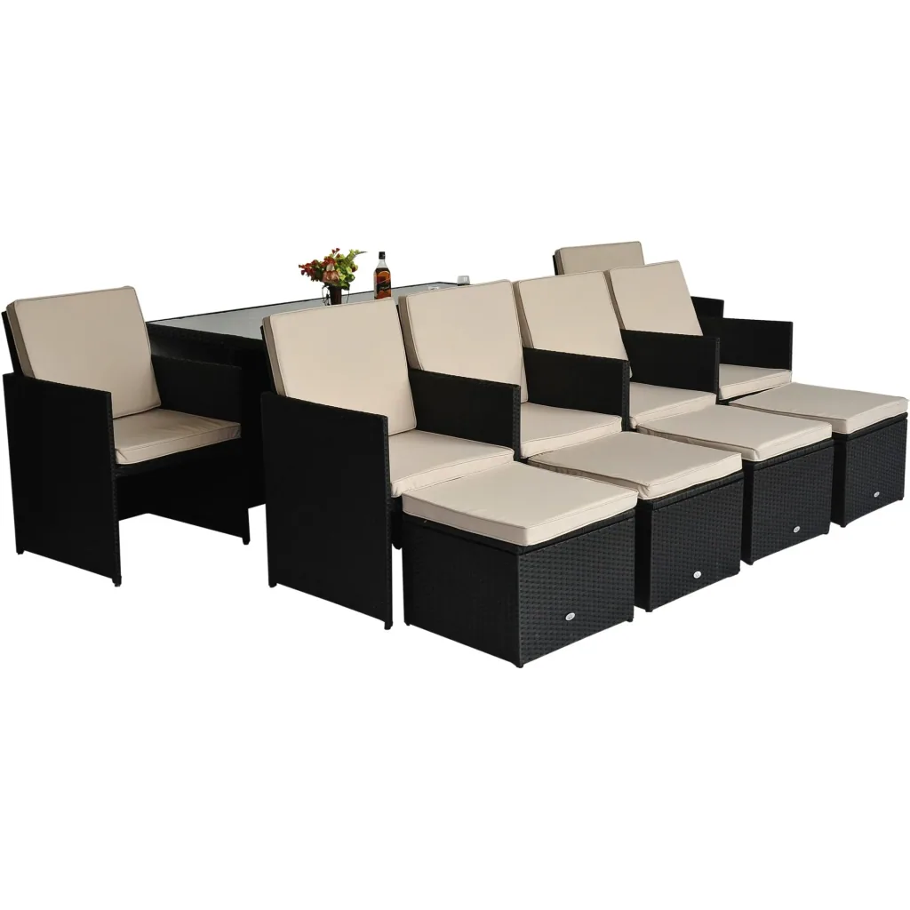 Polyrattan Gartenmöbel als 27 teiliges Set