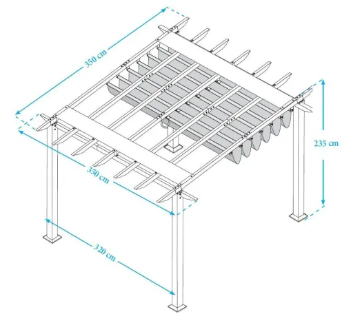 Paragon Outdoor Pergola Florida 350×350×235 cm Aluminium Holzoptik – inkl. verstellbarem Sonnensegel