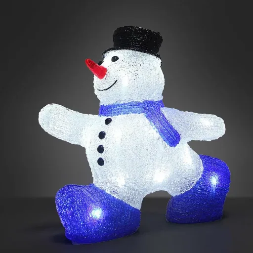 LED-Acryl-Weihnachtsschneemann für drinnen und draußen - 27 x 14 x 27,5 cm