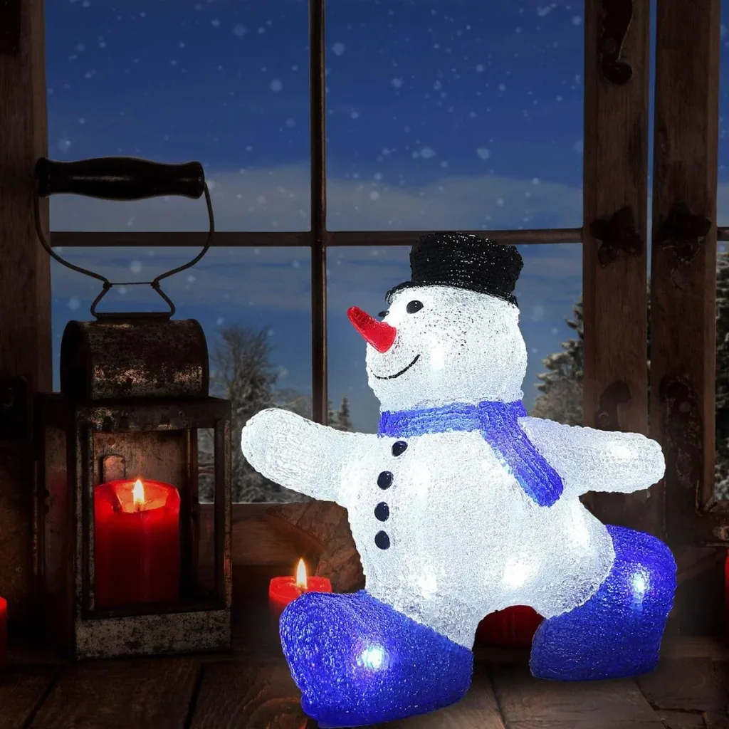 LED-Acryl-Weihnachtsschneemann für drinnen und draußen - 27 x 14 x 27,5 cm