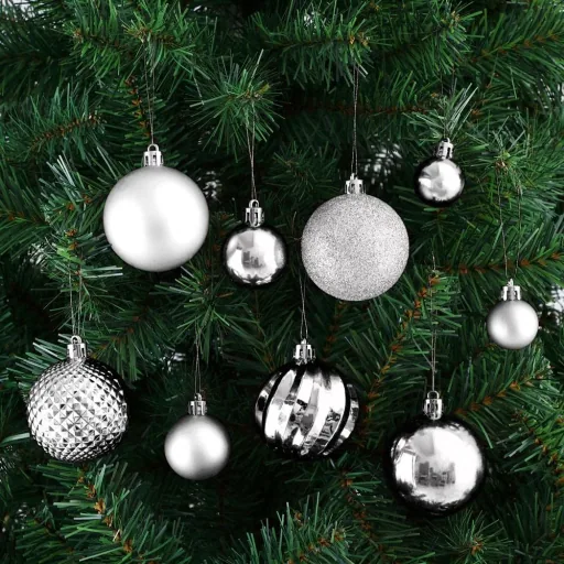 Weihnachtskugeln 103 Stück - Silber