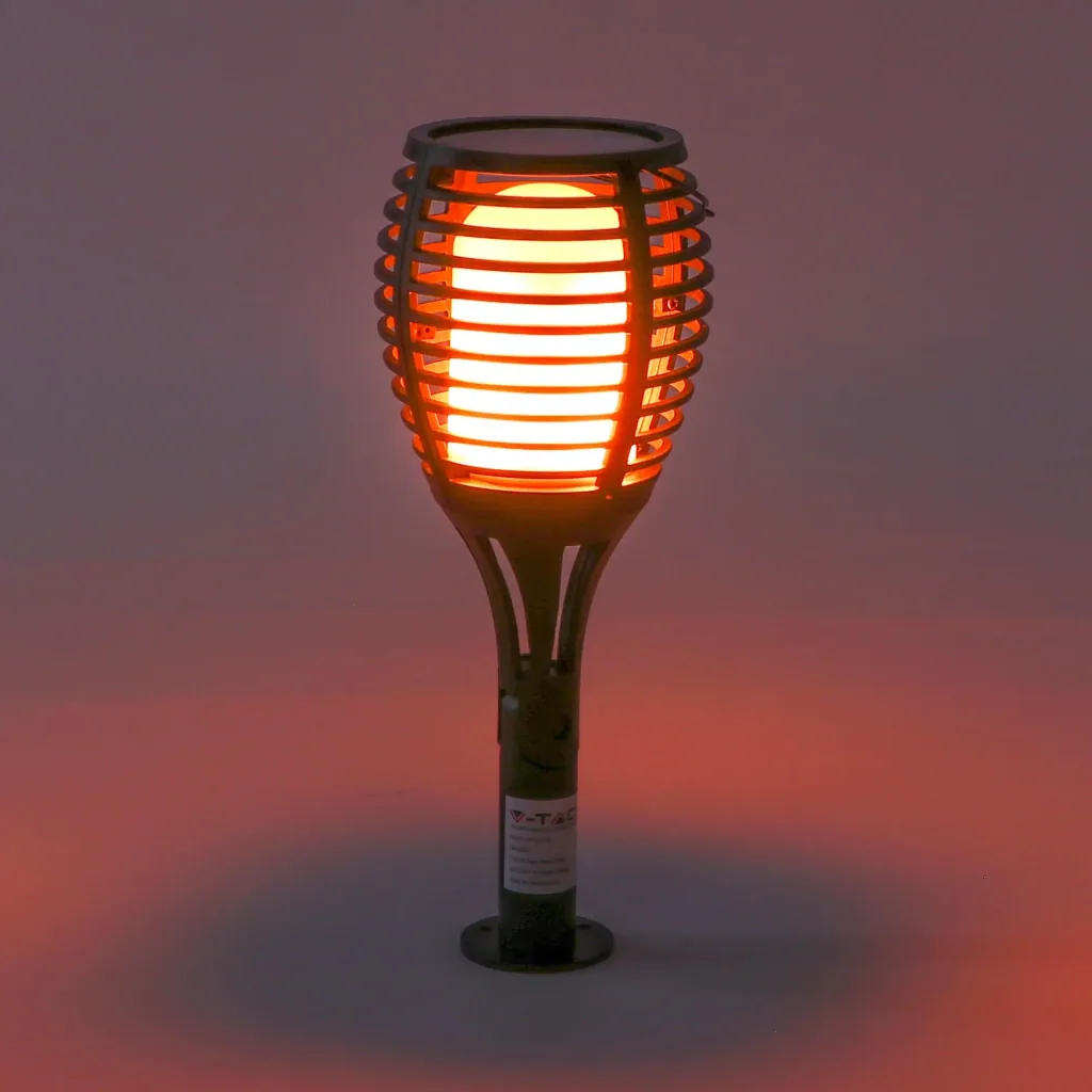 VT-719 Solarlampen-Taschenlampe mit beweglicher Flamme und Dämmerungssensor