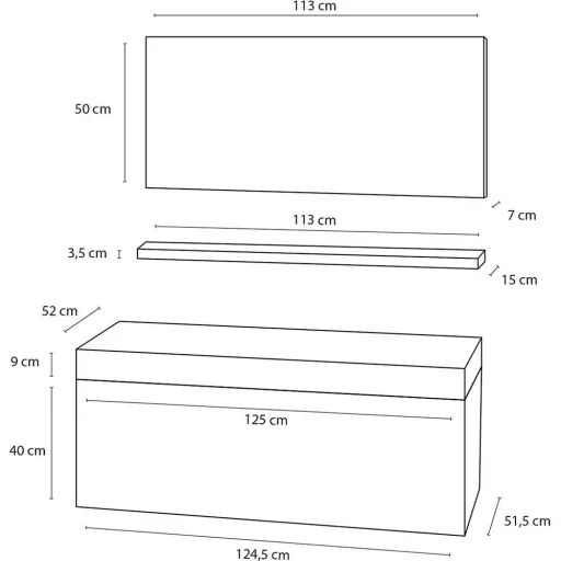 Badezimmermöbel Force 125 cm - Anthrazit