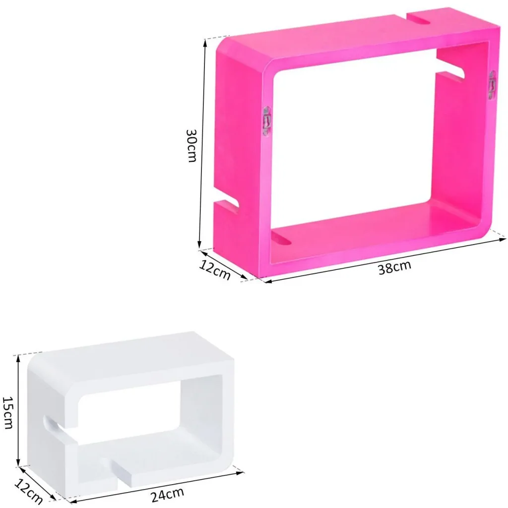 Wandregal Hängeregal mit 3 Fächern MDF Rosa+Weiß