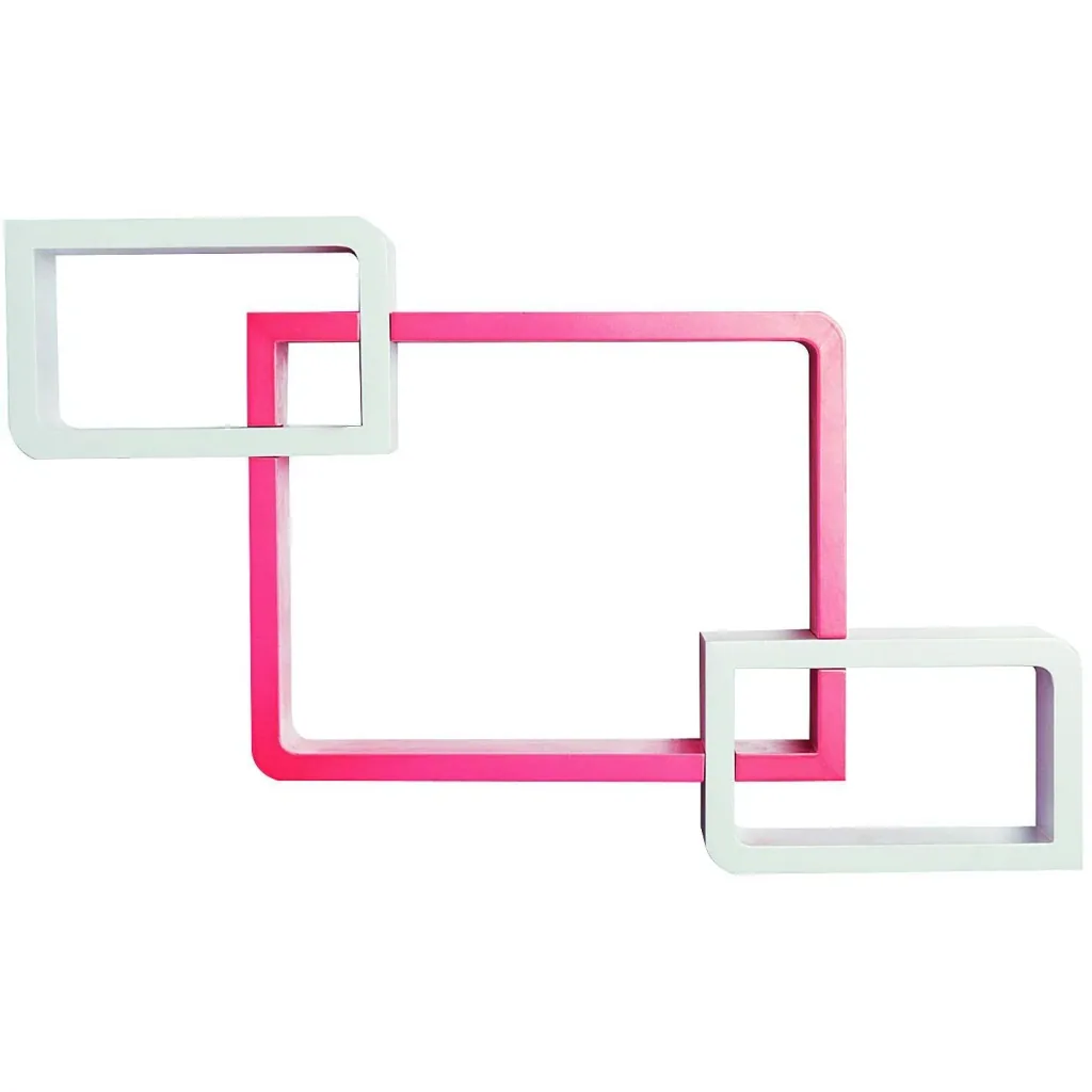 Wandregal Hängeregal mit 3 Fächern MDF Rosa+Weiß