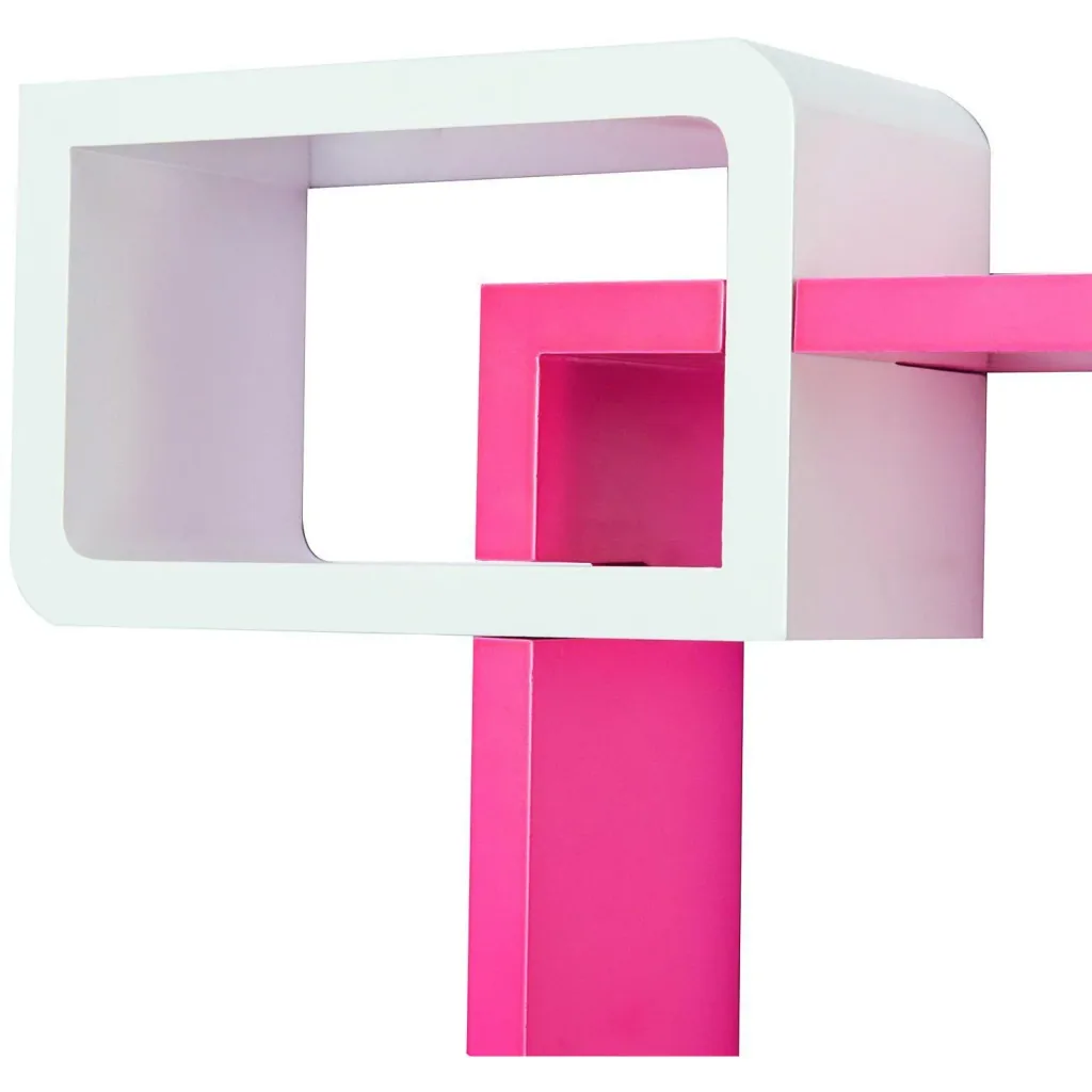Wandregal Hängeregal mit 3 Fächern MDF Rosa+Weiß
