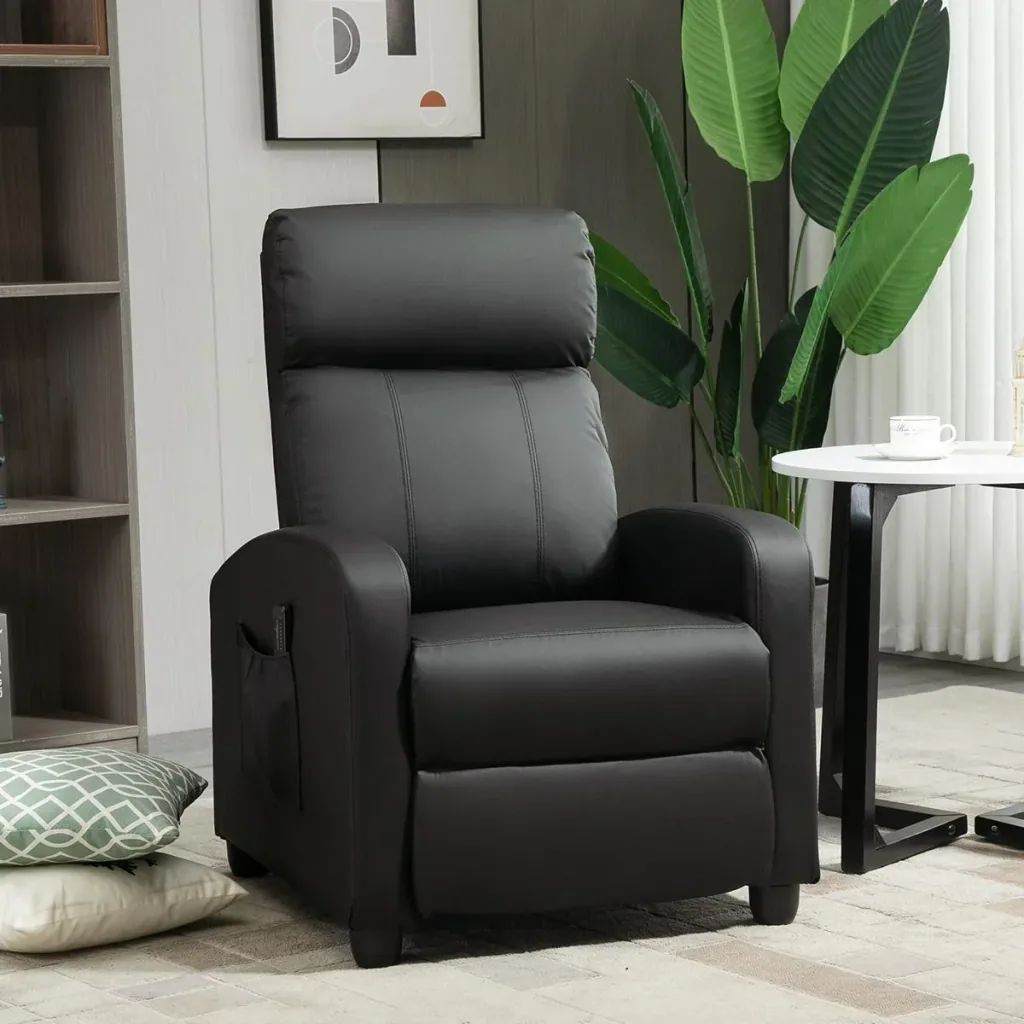 Massagesessel Liegefunktion Rückenlehne mit Rückenlehne 2-Punkt-Massage Schaumstoff Kunstleder Schwarz 68 x 88 x 98 cm