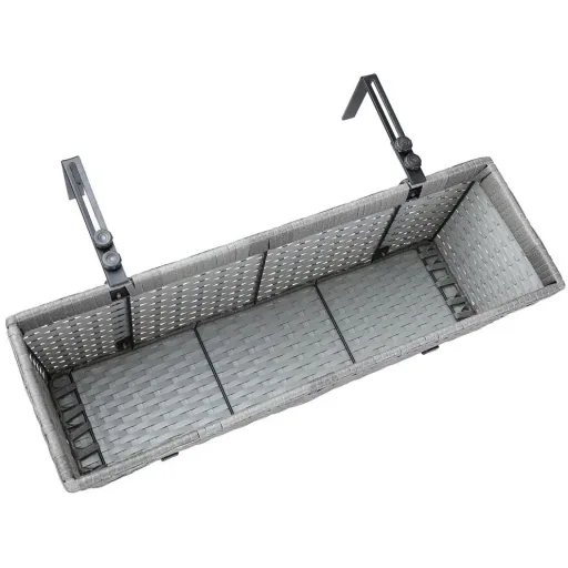 Polyrattan-Pflanzgefäß - 2er-Set - grau