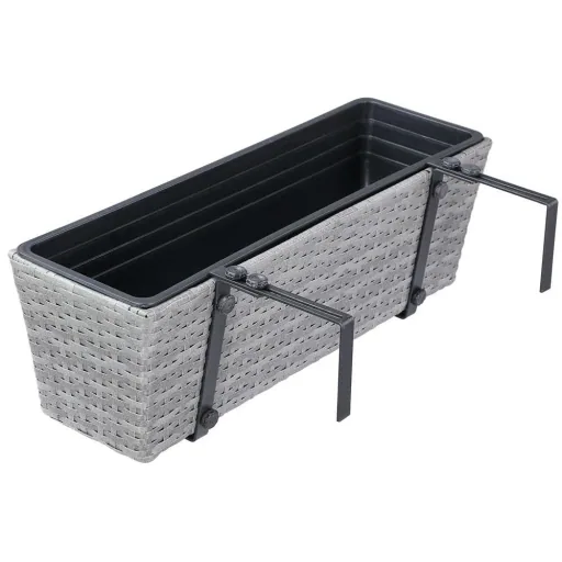 Polyrattan-Pflanzgefäß - 2er-Set - grau