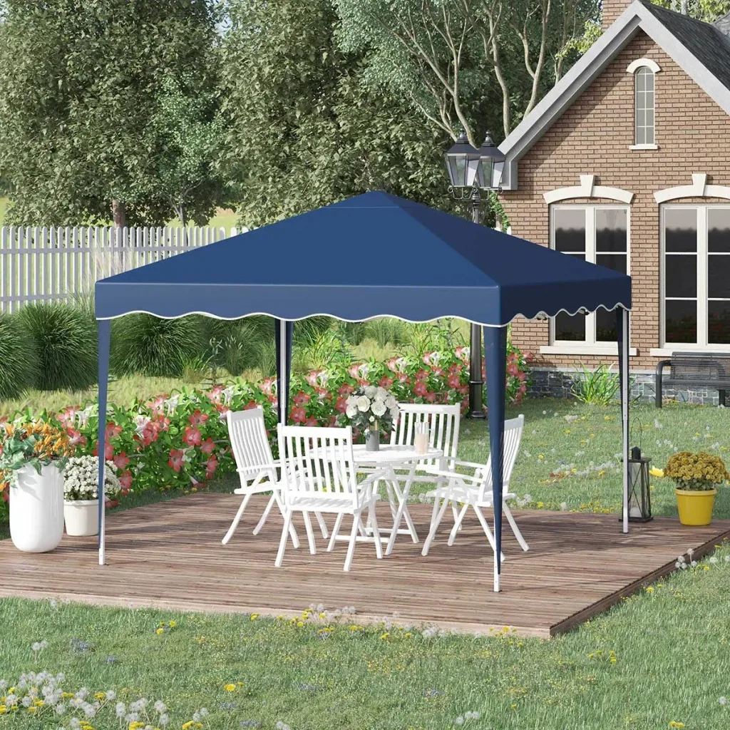 Partyzelt Pavillon höhenverstellbar blau 2,95 x 2,95 x 2,60 m