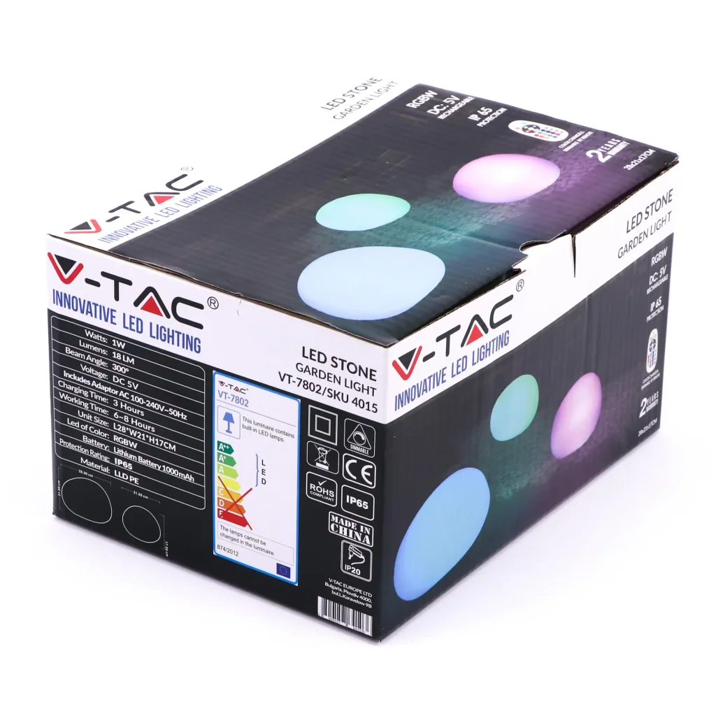 RGB-Party-Serie VT-7802 LED stone - RGB - einschließlich Fernbedienung - wiederaufladbar - für den Außenbereich geeignet