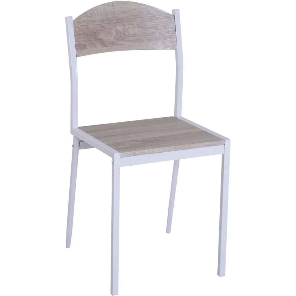 5-teilige Essgruppe Sitzgruppe Esstisch Set Holzmaserung MDF + Metall Grau + Weiß mit 1 Tisch + 4 Stühlen
