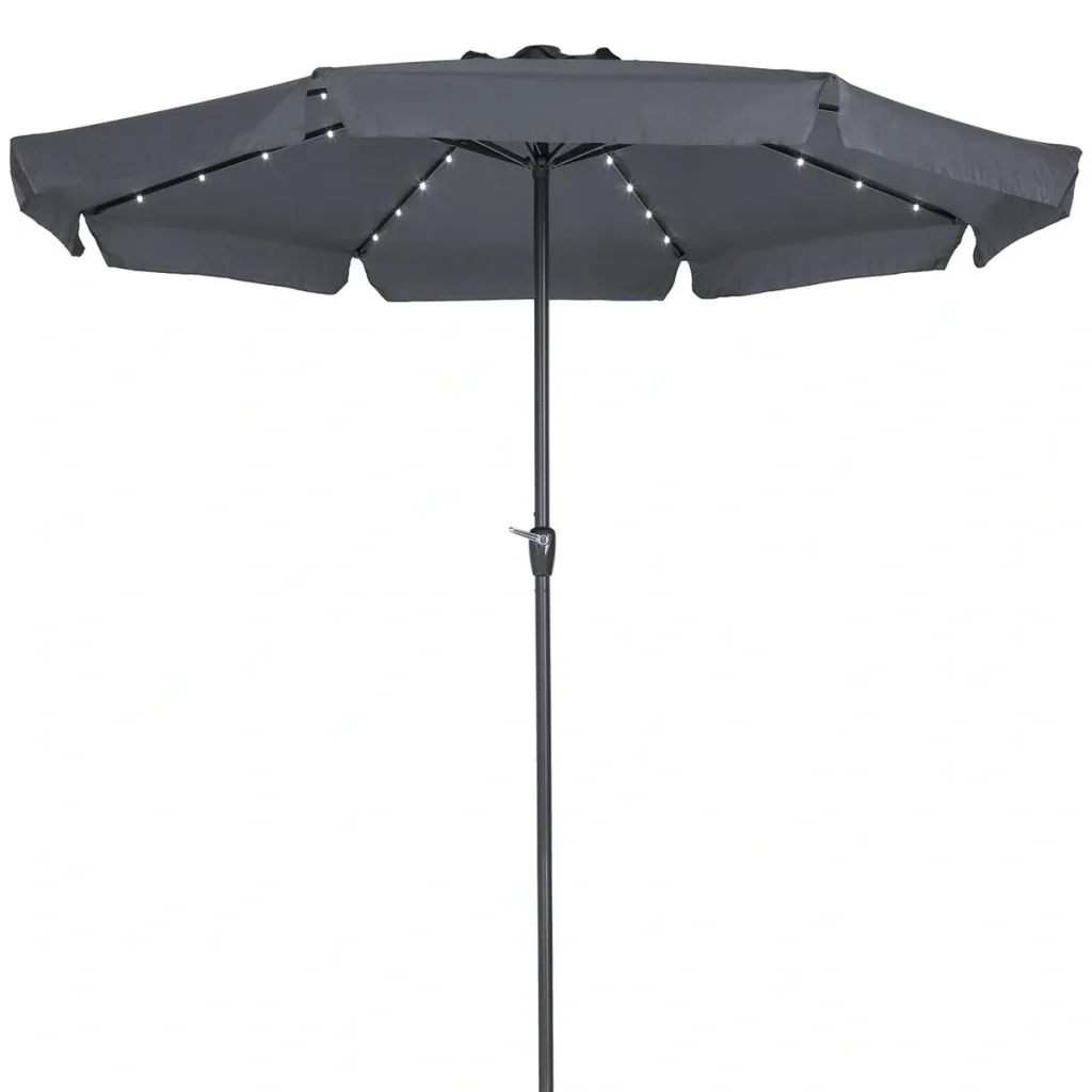 Sonnenschirm Athen mit LED-Beleuchtung anthrazit - Ø 3,3m