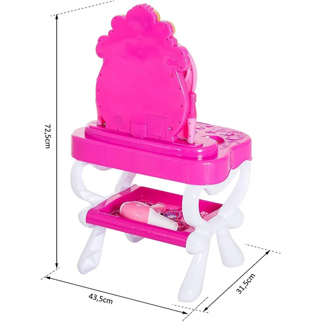 Schminktisch Kinder Frisiertisch mit Stuhl Fotorahmen Musik und Licht Rosa