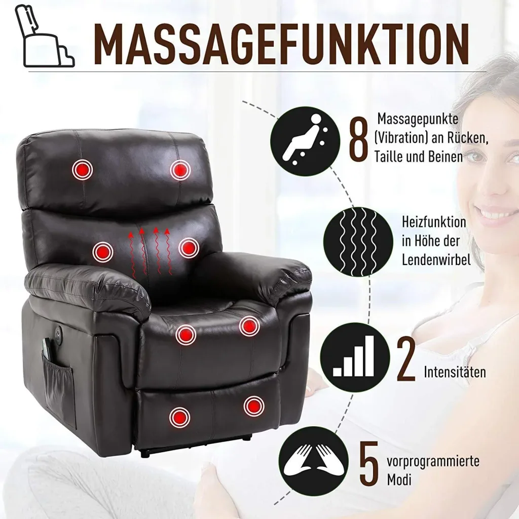 Massagesessel mit Wärme- und Liegefunktion