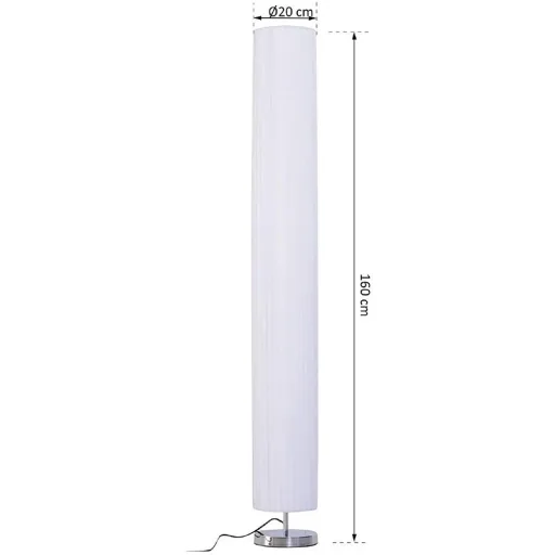 Stehlampe Standleuchte Stehleuchte Edelstahlboden Textillampenschirm 40W rund weiß ?20 x 160 cm