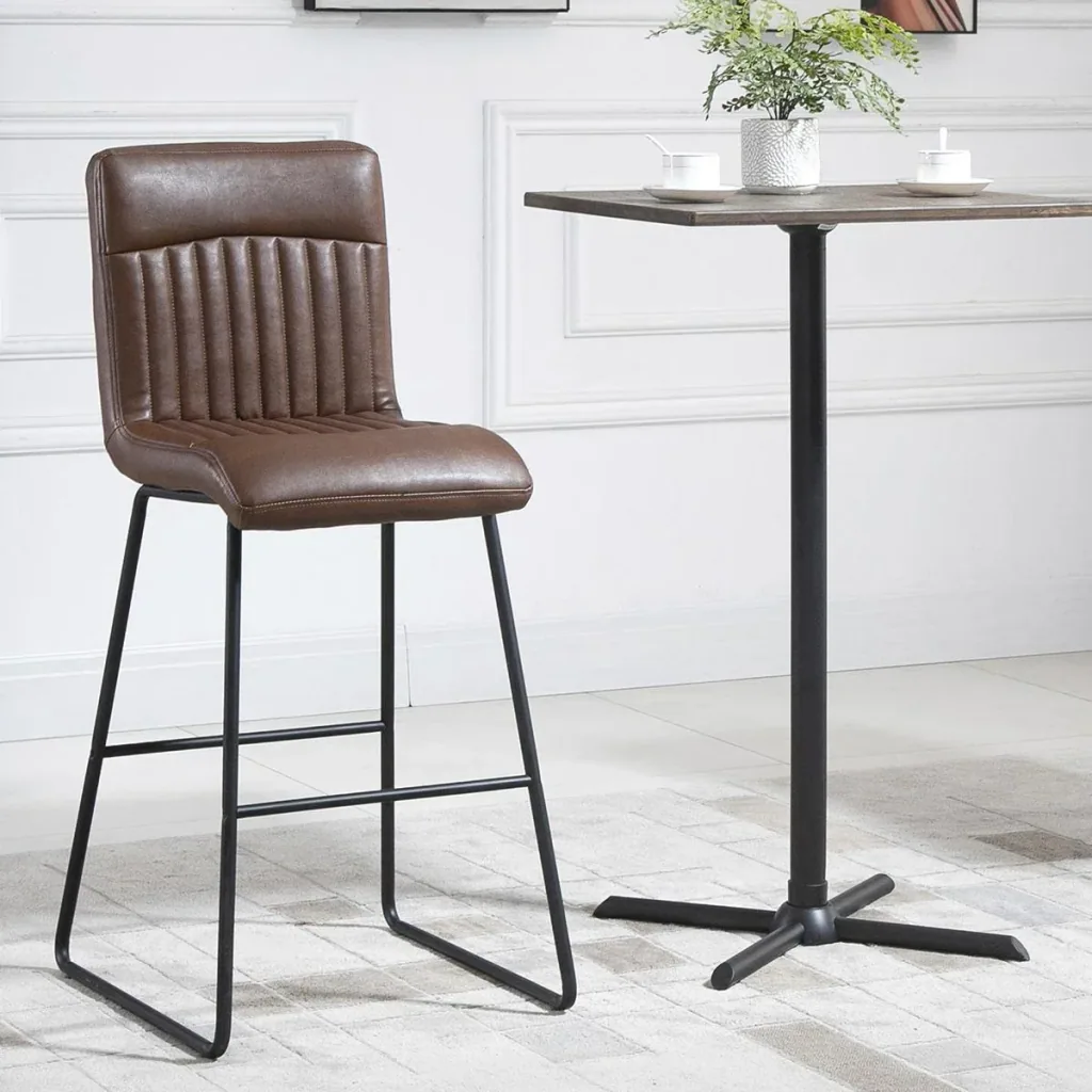 Barhocker Barstühle mit Rückenlehne Esszimmerstühle PU-Kunstleder Schaumstoff Metall Braun+Schwarz 54 x 57 x 112 cm Ruts