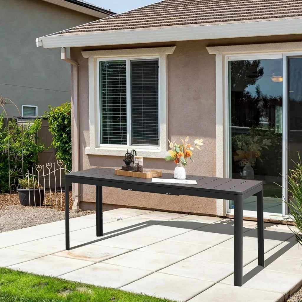 Ausziehbarer Balkontisch 180-240 cm Terrassentisch ausziehbarer Esstisch Outdoor Aluminium schwarz