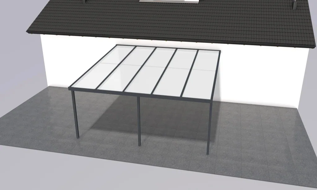 Terrassendach Premium, anthrazit, 5100 x 5060 mm - Klima blue