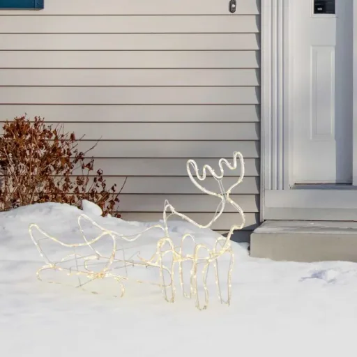 Rentier mit Schlitten Weihnachtsbeleuchtung 160 LED Figur Leuchtfigur