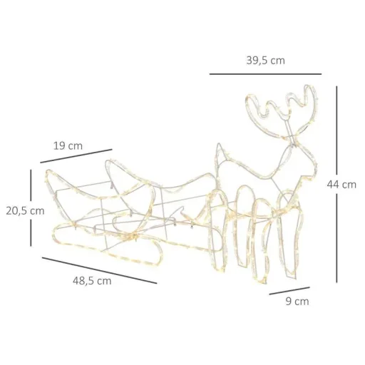 Rentier mit Schlitten Weihnachtsbeleuchtung 160 LED Figur Leuchtfigur